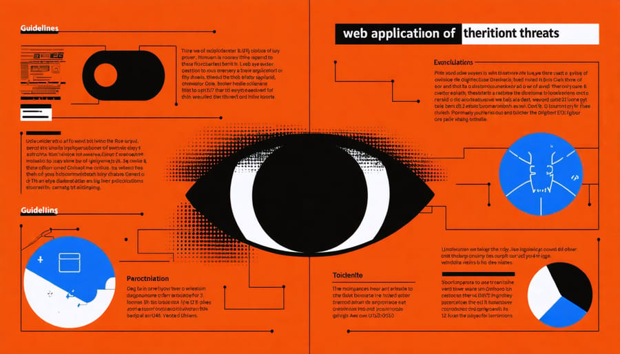 Infographic showing common threats to web application security such as SQL injection and cross-site scripting